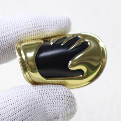 Custom 3D TPU High-Frequency Patch - Metallic Gold Handprint Design for Apparel & Accessories