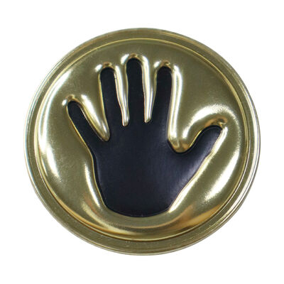 Custom 3D TPU High-Frequency Patch - Metallic Gold Handprint Design for Apparel & Accessories