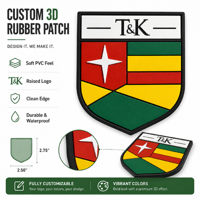 Custom 3D Rubber PVC Badge with Raised Logo and Eco-Friendly Screen Printing Label for Clothing and Bags