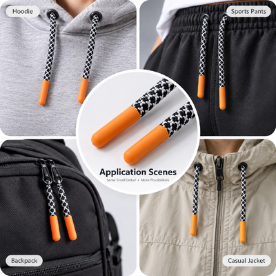 Custom Silicone Cord Ends with Eco-friendly Polyester Cord for Durable Drawstring Accessories